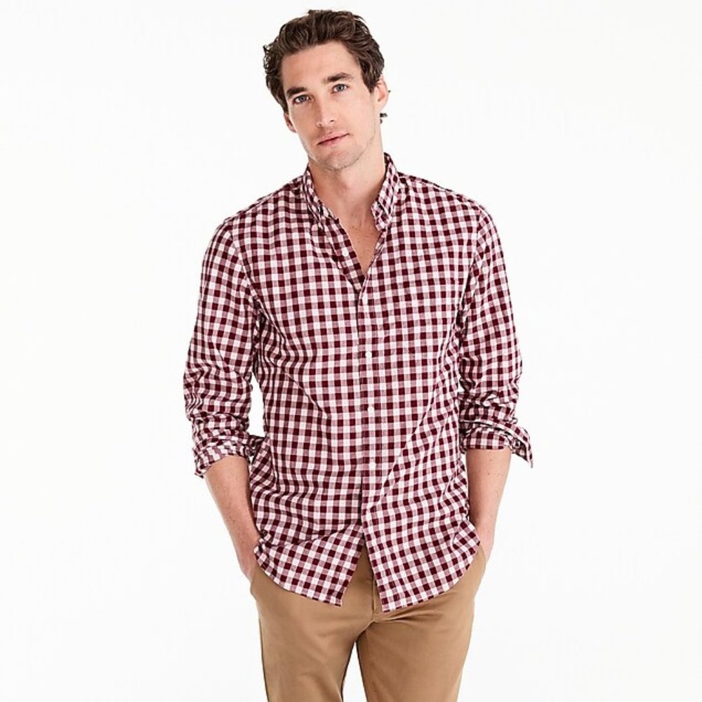 J. Crew Stretch Secret Wash Shirt Gingham. Mens M. - Picture 1 of 6